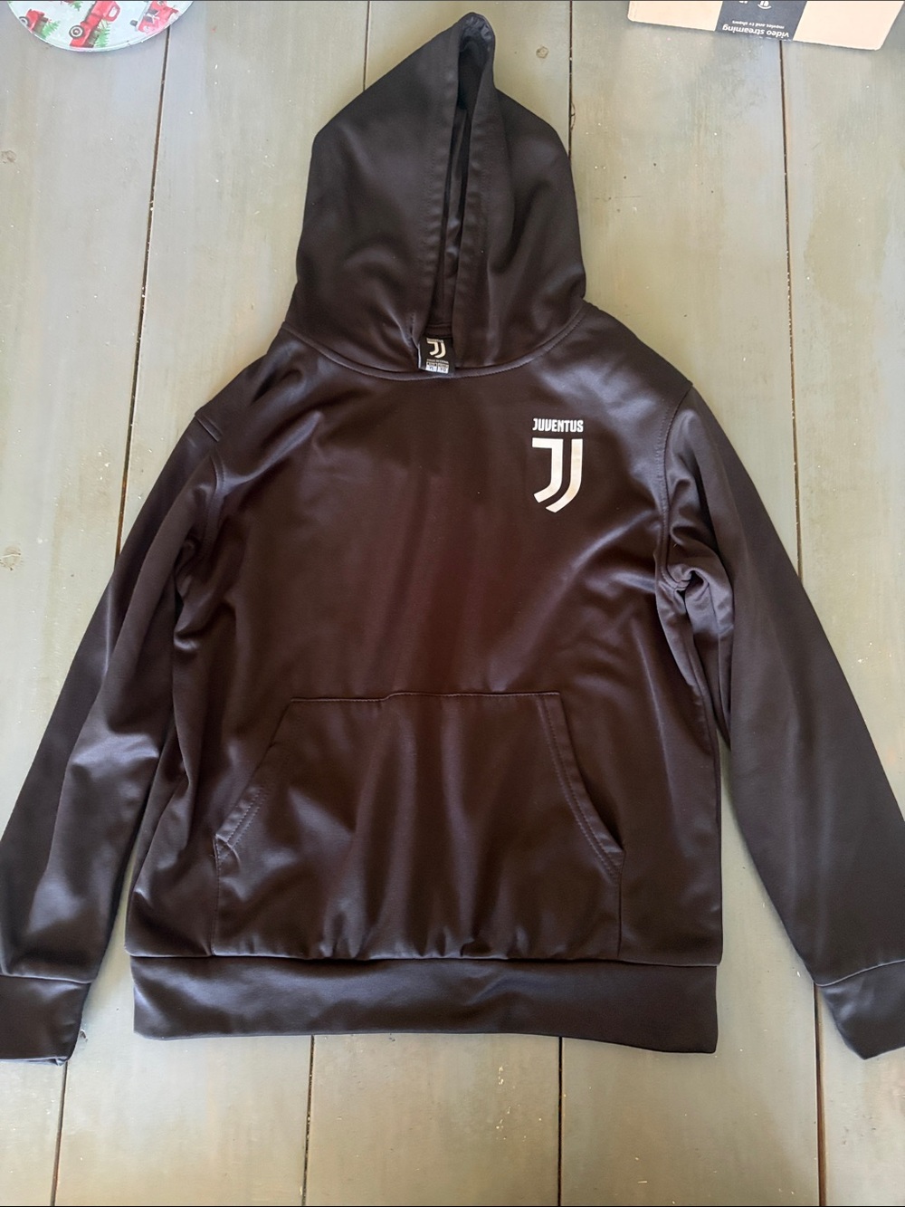 Juventus Youth Black Pullover Soccer Hoodie Size YL